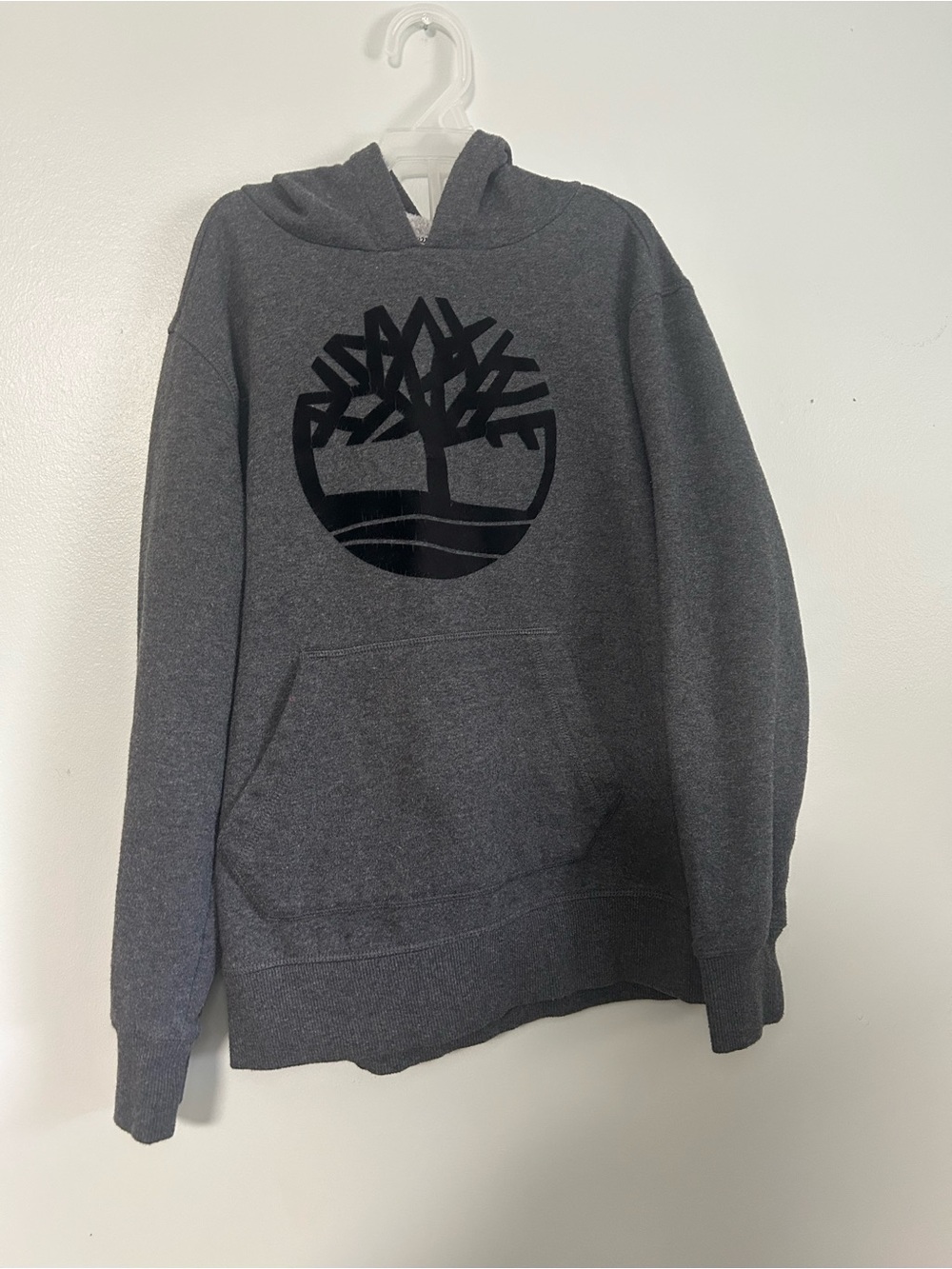 Timberland Charcoal Gray Logo Kids Hoodie Sweatshirt SZ M 10/12
